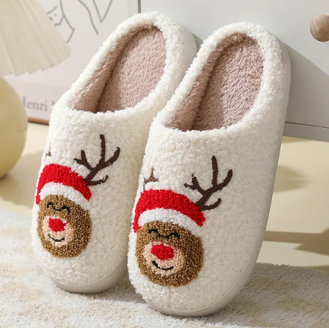 Christmas Slippers Winter Women Living Room Shoes Female Indoor Fluffy Plush Soft Men Home Warm Shoes Creative Christmas Gifts